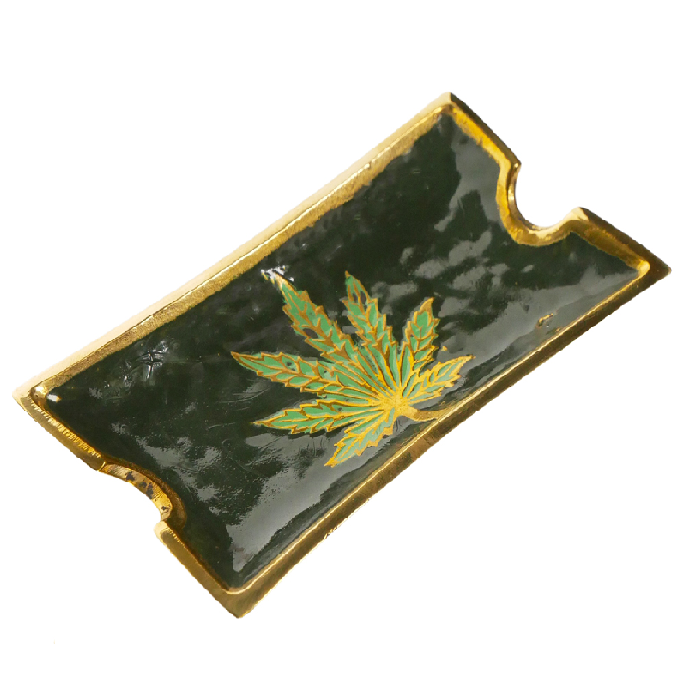 Agung Brass Leaf Rectangle Ashtray – Small