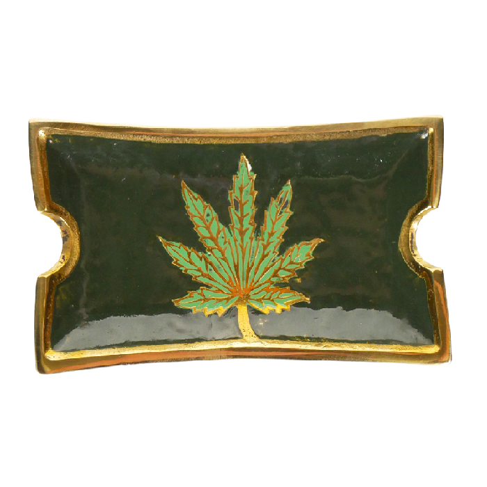 Agung Brass Leaf Rectangle Ashtray – Small