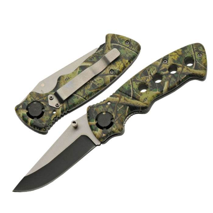 Rite Edge Camo Aluminum Handle Folding Knife 11cm - Bong Empire
