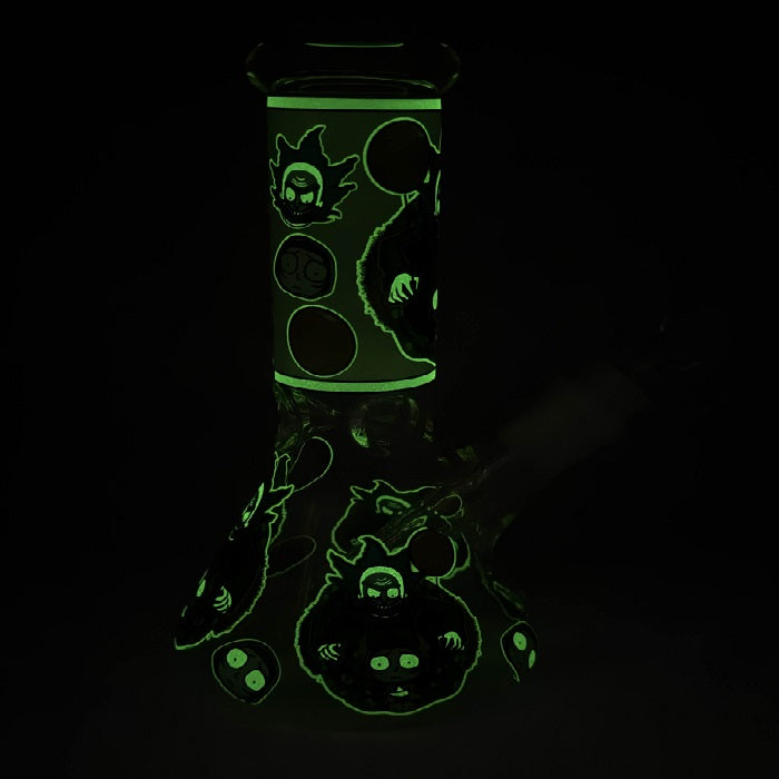 Glow in the Dark Rick And Morty Beaker Glass Bong 20cm