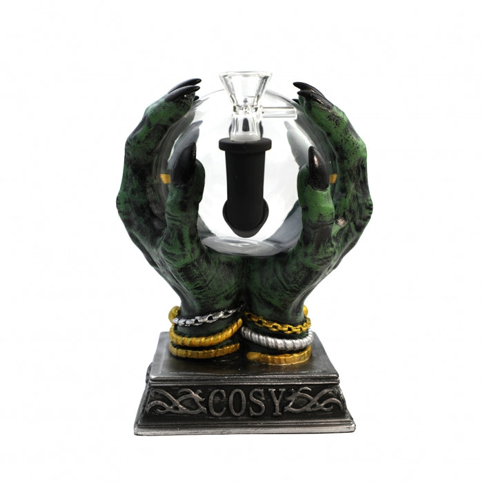 Divination Hand 3D Silicone & Glass Water Pipe 19cm – Mystical Design