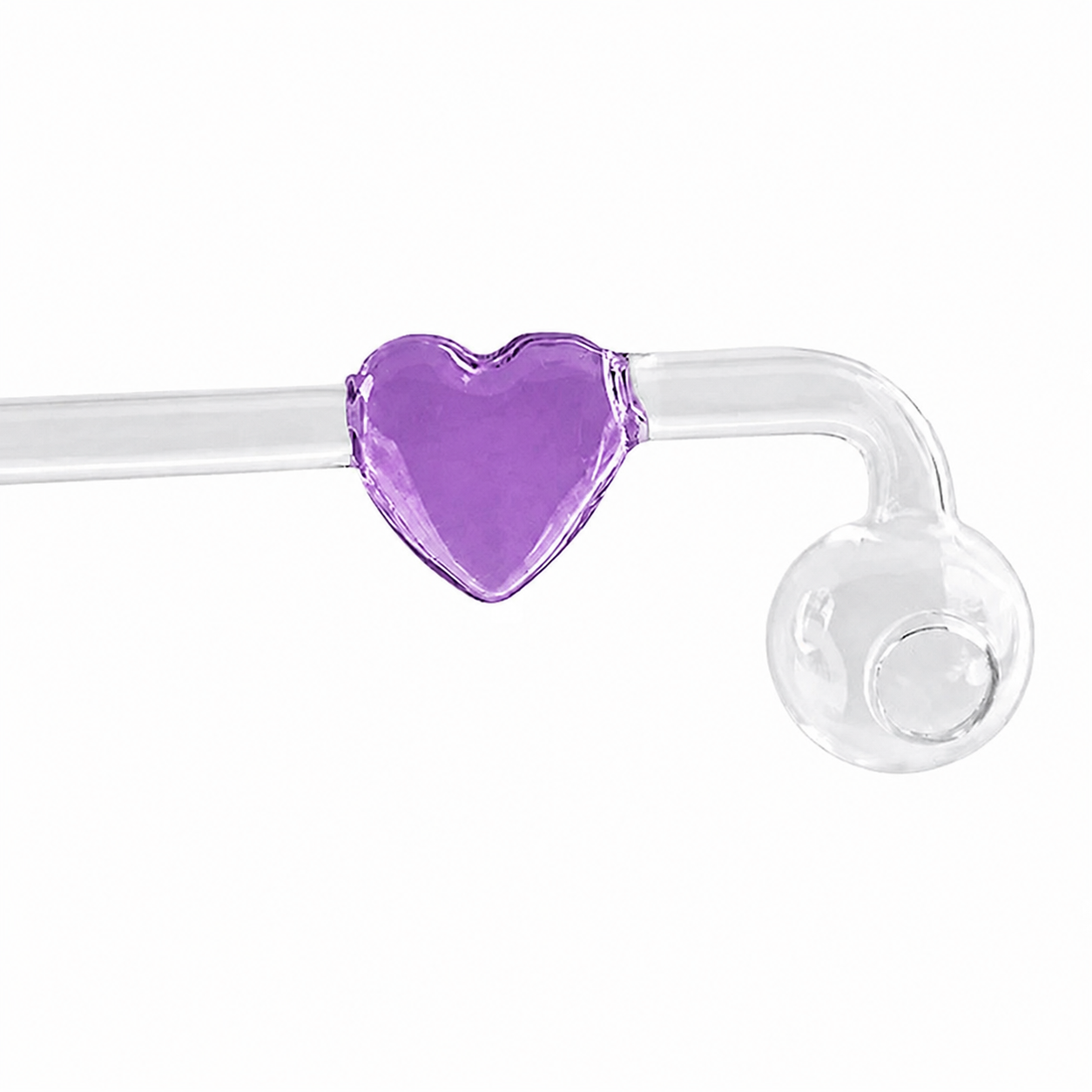Love Heart Sweet Puff Glass Pipe 14cm Purple