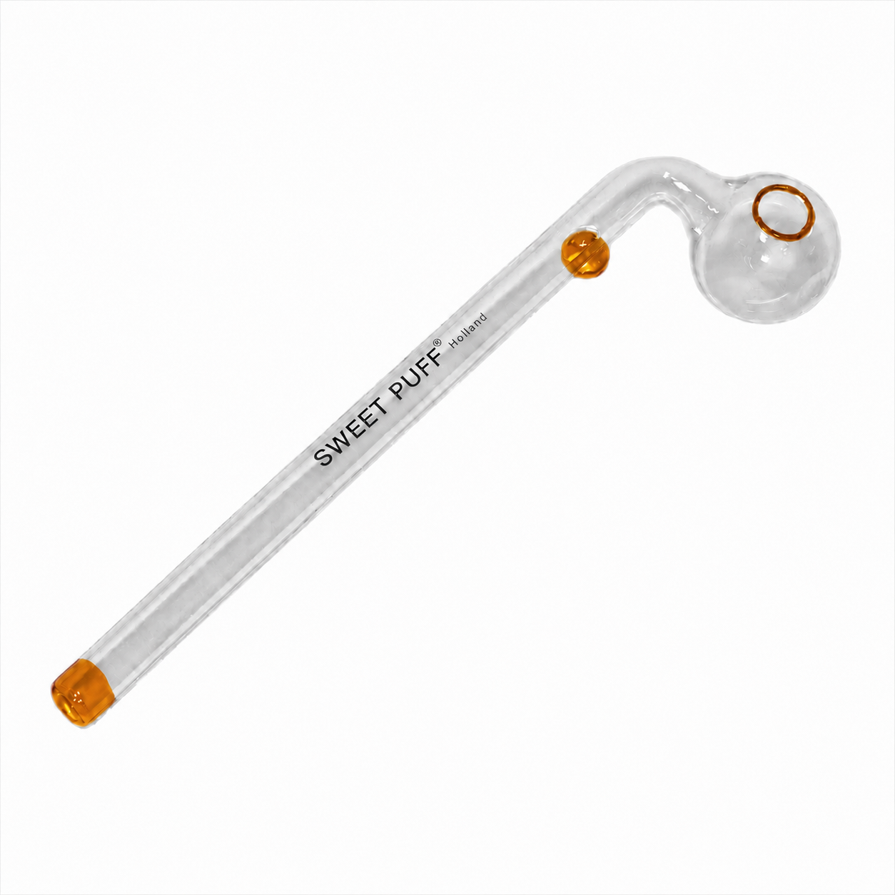 Sweet Puff Glass Pipe 16cm Amber