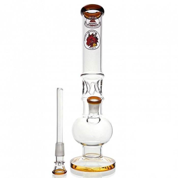 Agung Crazy Dragon Ice Slider Bubble Glass Bong 33cm Amber - Bong Empire