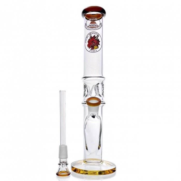 Agung Crazy Dragon Ice Slider Glass Bong 33cm Amber - Bong Empire