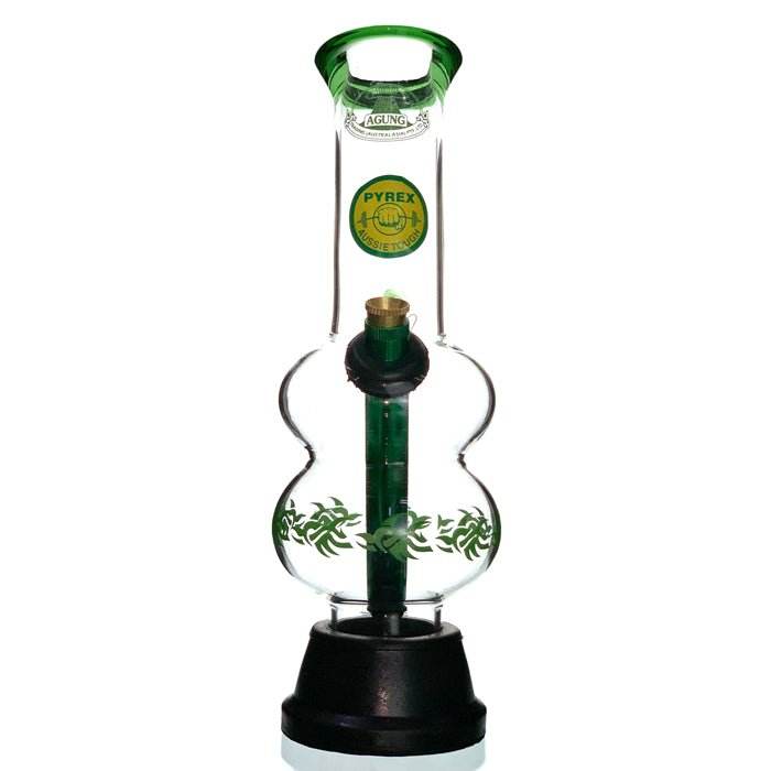 Agung Double Bubble Glass Bong 24cm Green - Bong Empire