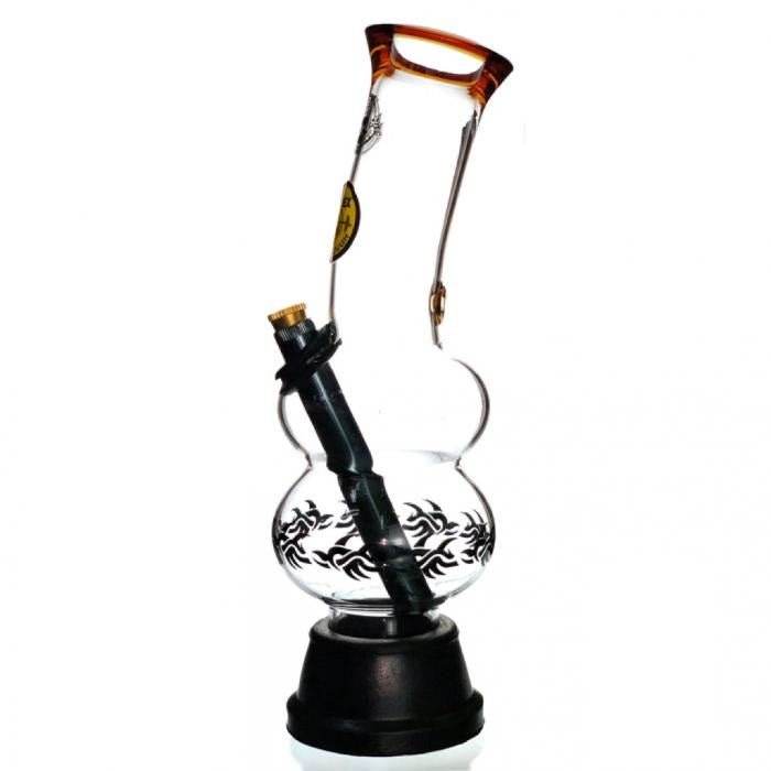 Agung Double Bubble Glass Bong 24cm Amber - Bong Empire