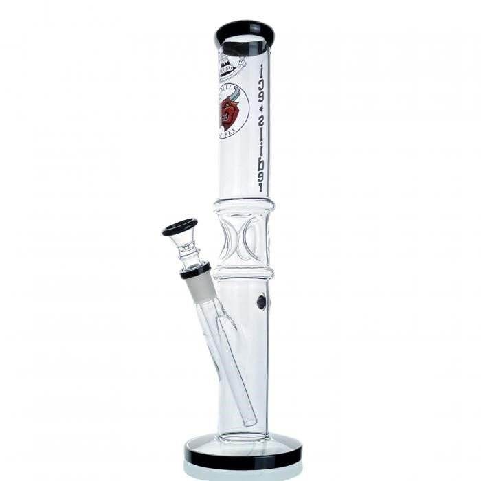Agung Straight Tube Ice Slider Glass Bong 33cm Black - Bong Empire
