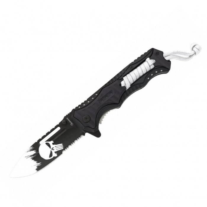 Albainox Skull Black Aluminum And ABS Wrapped Handle Folding Knife - Bong Empire