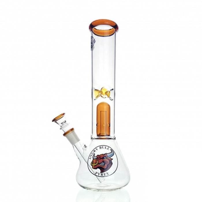 Agung Angry Bull Percolator Beaker Glass Bong 29cm Amber - Bong Empire