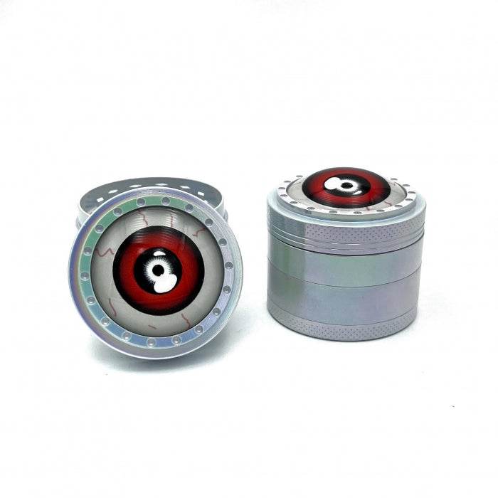 Fancy Eyeball Red Zinc Alloy 4 Piece Grinder 50mm - Bong Empire