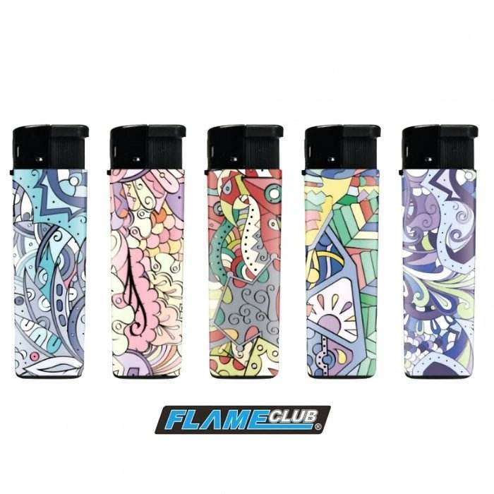 FlameClub Abstract Drawing Refillable Gas Lighter 5 Pack