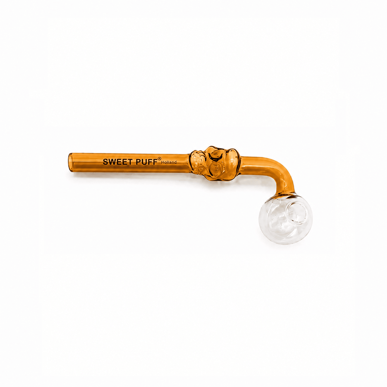 Full Colour Skull Sweet Puff Glass Pipe 14cm Amber