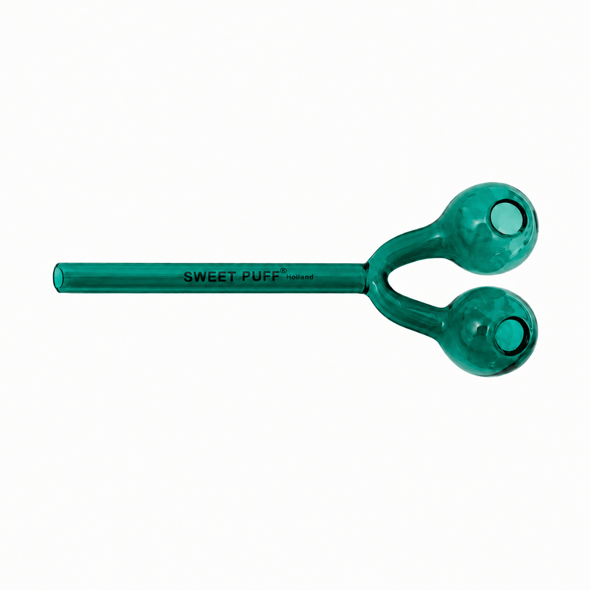 Full Colour Twin Bowl Sweet Puff Glass Pipe 15cm Teal