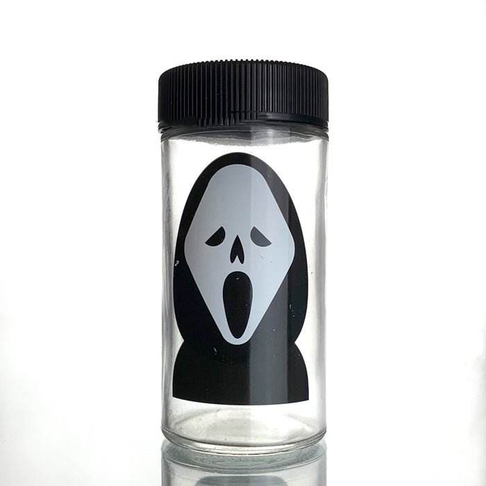 Ghost Face Screw On Top Lid Glass Jar 220mL - Bong Empire