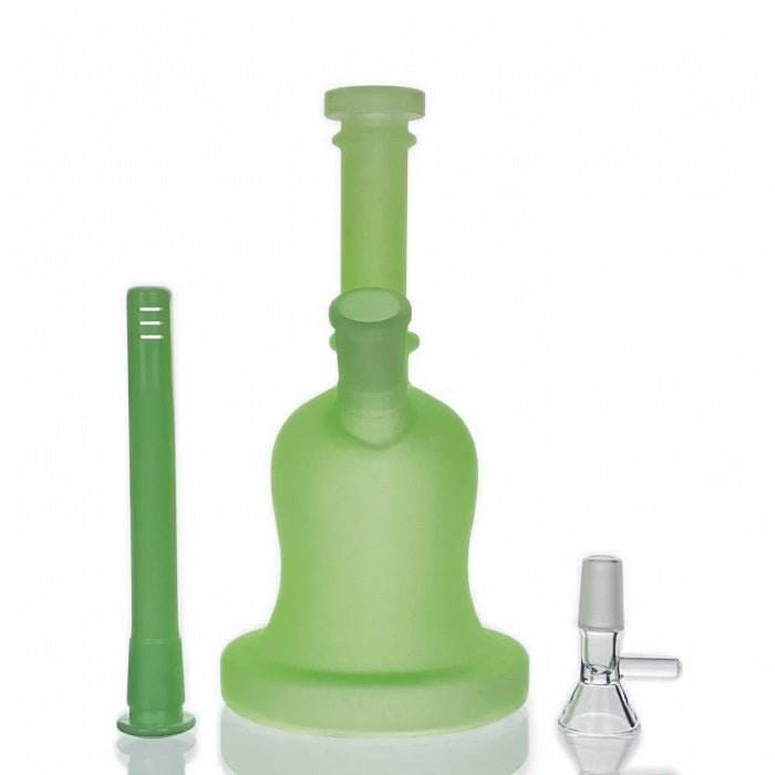 Frosted Luminous Bell Glass Bong 21cm Green - Bong Empire