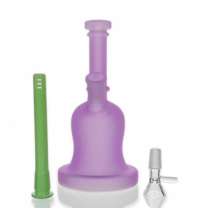 Frosted Luminous Bell Glass Bong 21cm Purple - Bong Empire