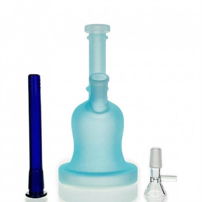 Frosted Luminous Bell Glass Bong 21cm Blue - Bong Empire