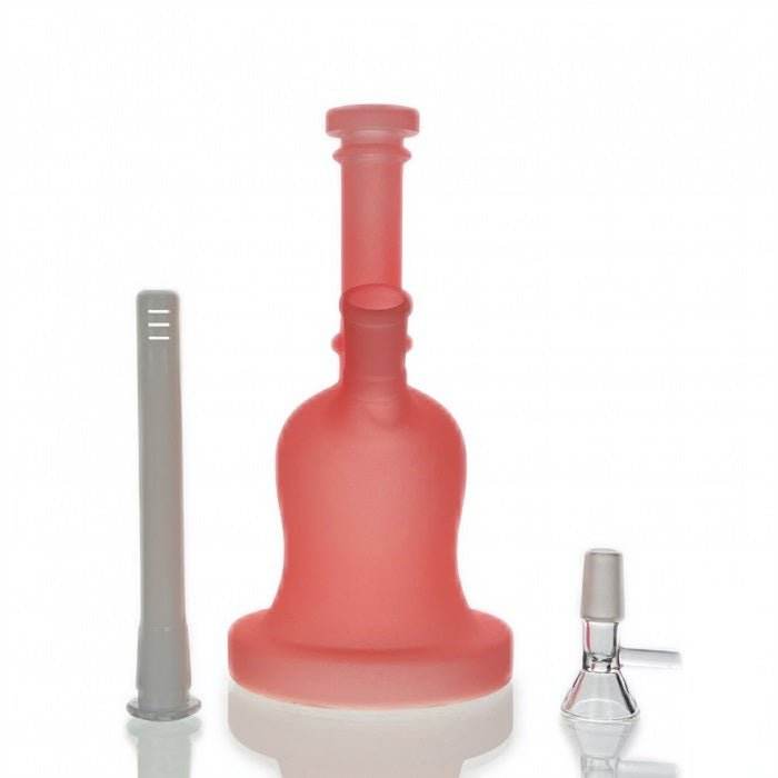 Frosted Luminous Bell Glass Bong 21cm Red - Bong Empire