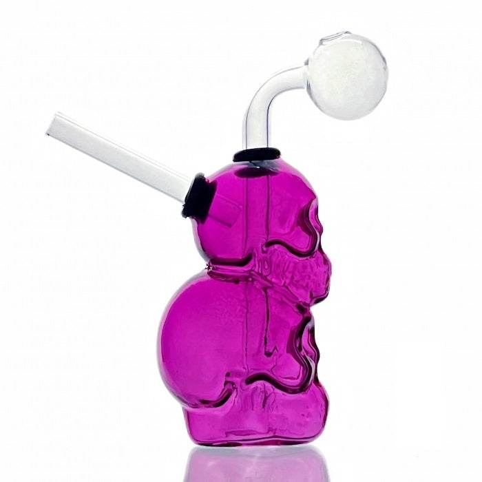 Purple Double Skull Glass Water Pipe 10cm - Bong Empire