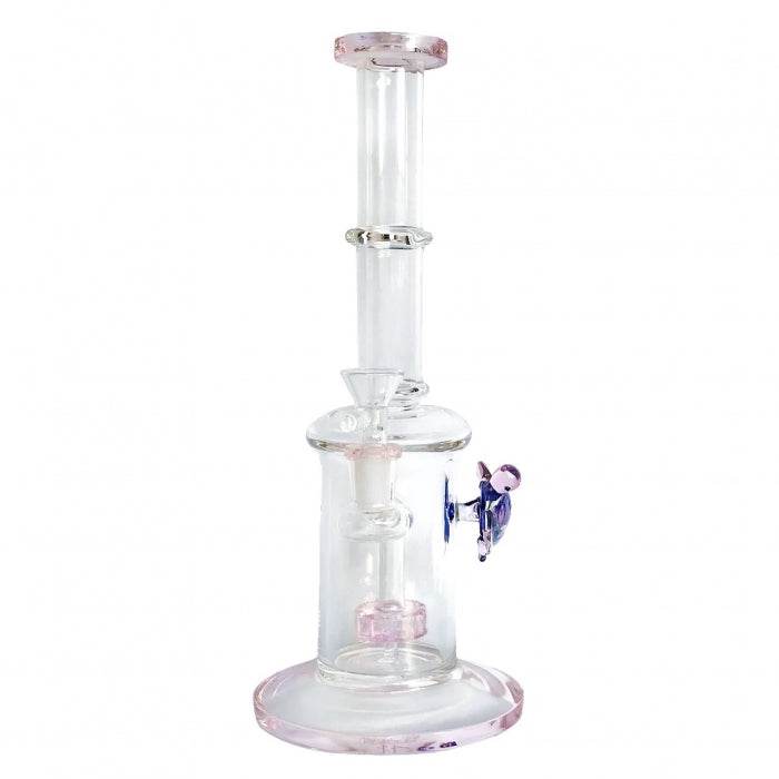 Stone Age Pink Percolator Glass Bong With Blue Turtle 33cm