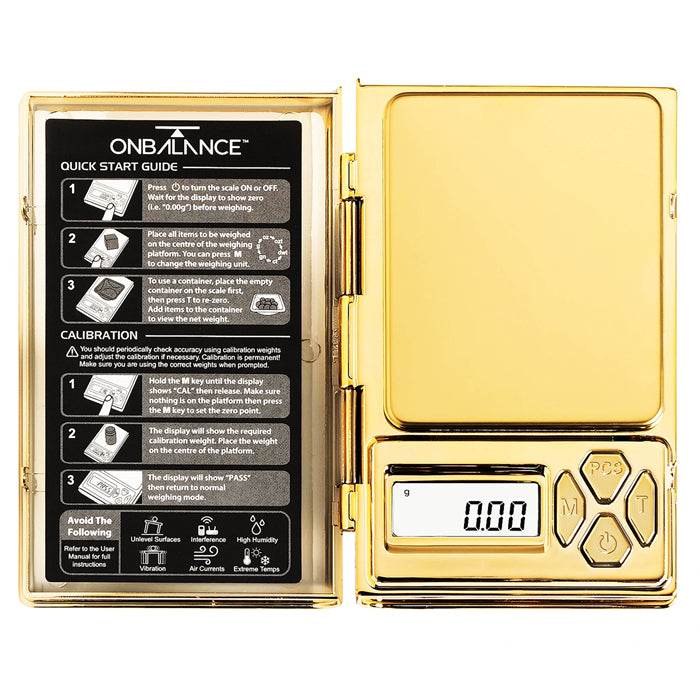 On Balance Shine Gold Chrome Digital Mini Scale 100g x 0.01g - Bong Empire