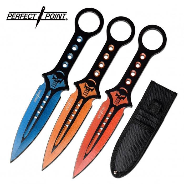 Perfect Point Color Blade Set Of 3 Throwing Knives 19cm - Bong Empire