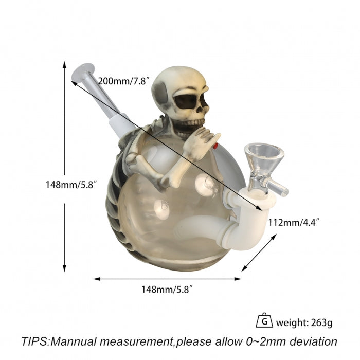 Skeleton Silicone & Glass Bong 15cm – Compact Skull Design