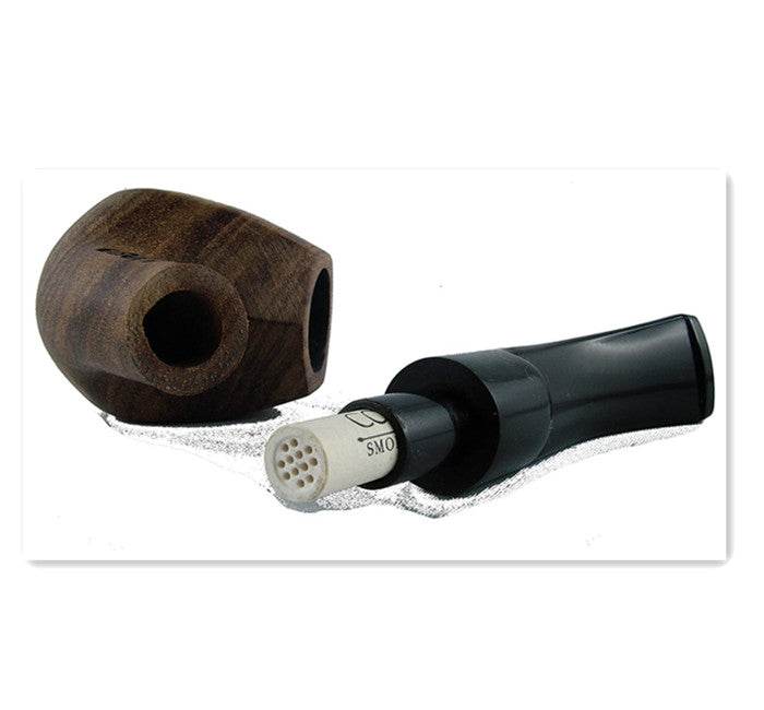 RAW Hand-Carved Bubinga Wood Smoking Pipe with Pouch - Bong Empire