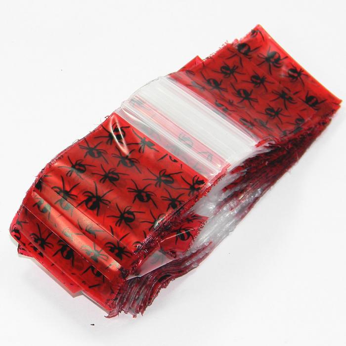 Red Back Spider Resealable Plastic Bags 38x38mm 100 Pack - Bong Empire