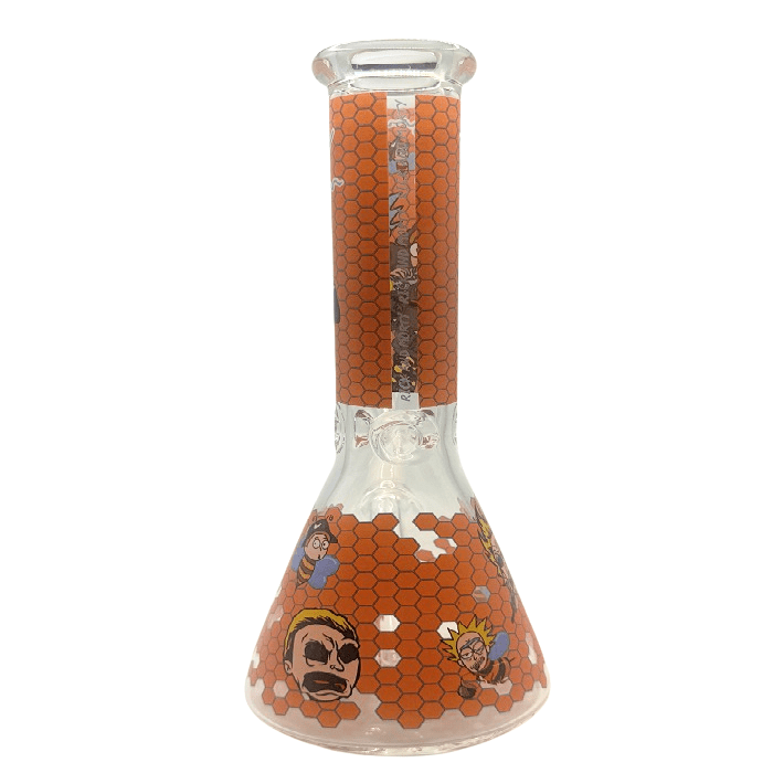 Rick And Morty Orange Honeycomb Beaker Glass Bong 25cm - Bong Empire