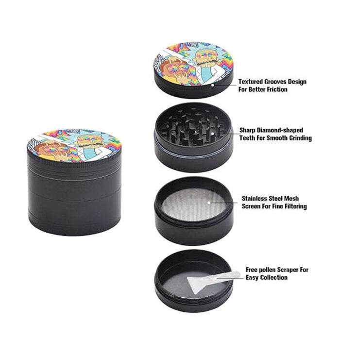 Rick & Morty Zinc Alloy 4 Piece Grinder 40mm - Bong Empire