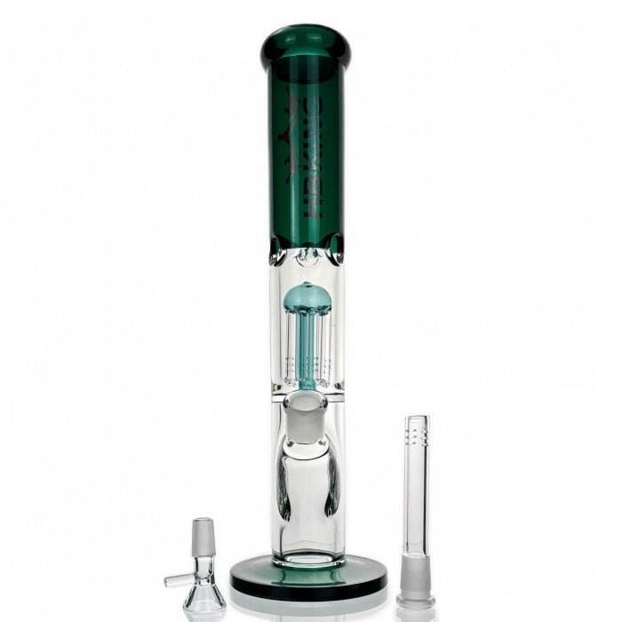 Six Arm Percolator Straight Tube Glass Bong 36cm - Bong Empire