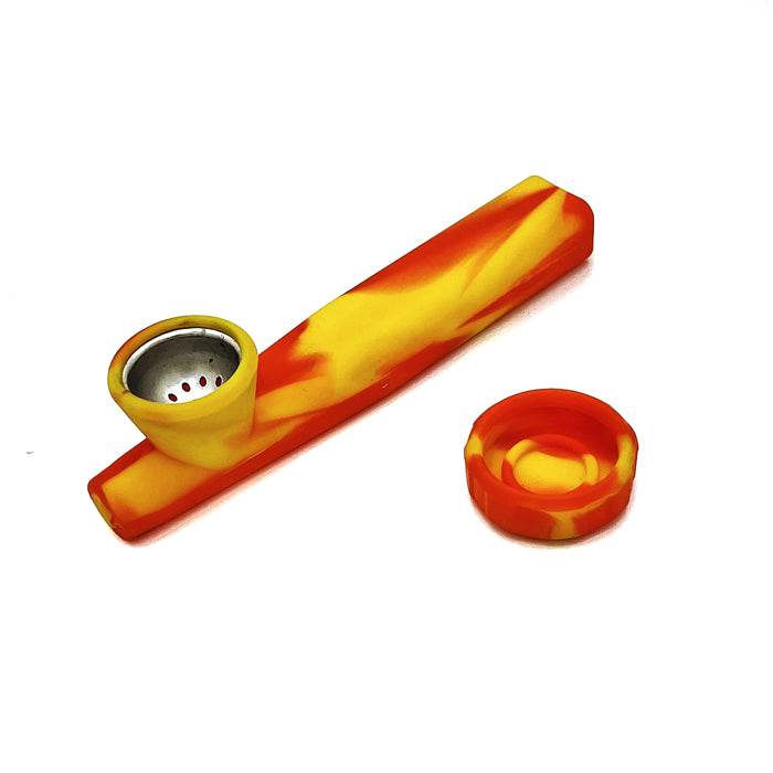 Kazili Silicone Hand Smoking Pipe Yellow Orange - Bong Empire