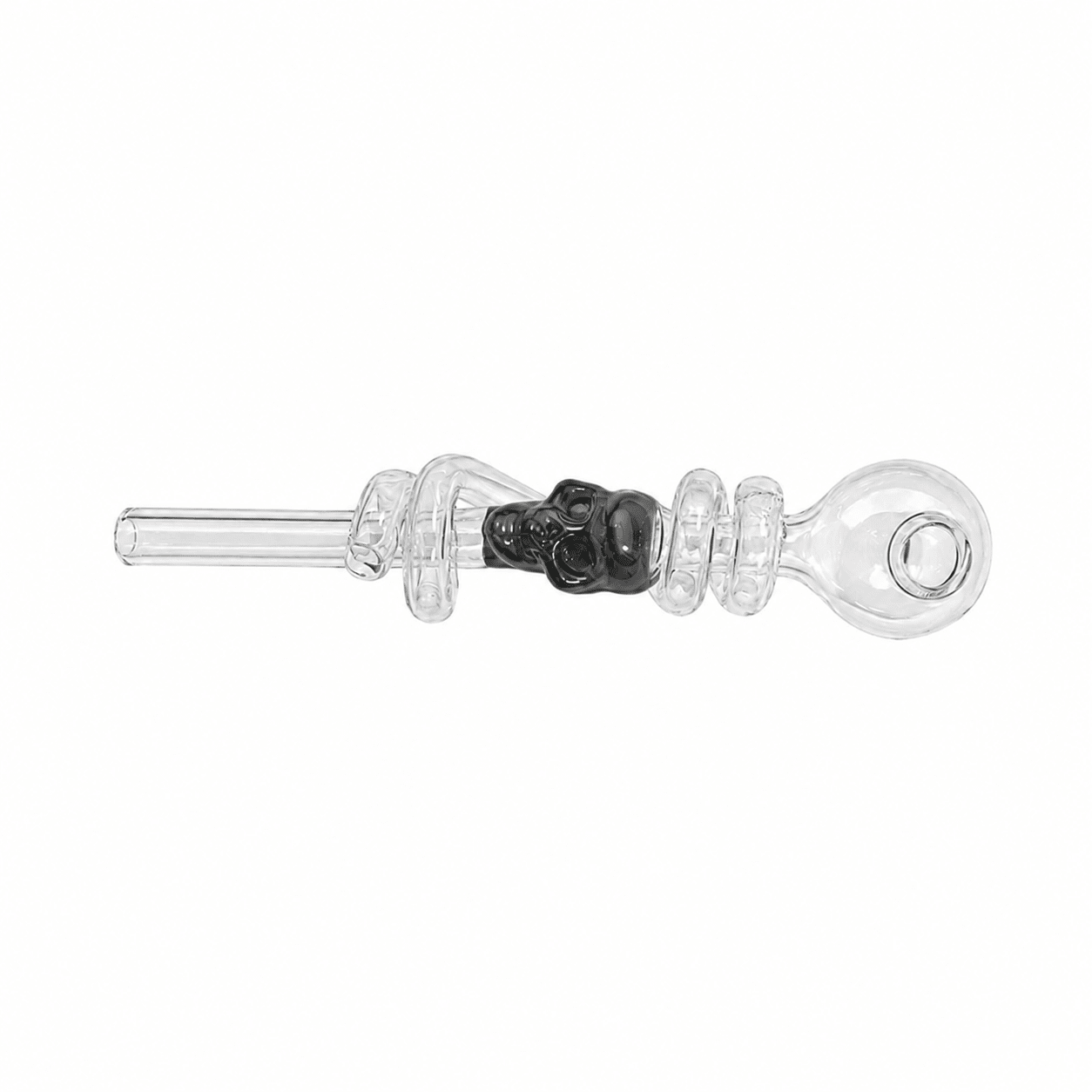 Swirl Skull Sweet Puff Glass Pipe 14cm Grey