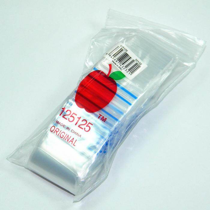 100 Apple125125 Resealable Plastic Bags Clear 32x32mm - Bong Empire