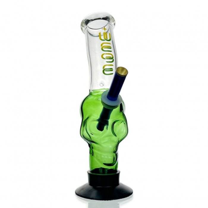 WEGE Coloured Skull Gripper Glass Bong 28cm Green - Bong Empire