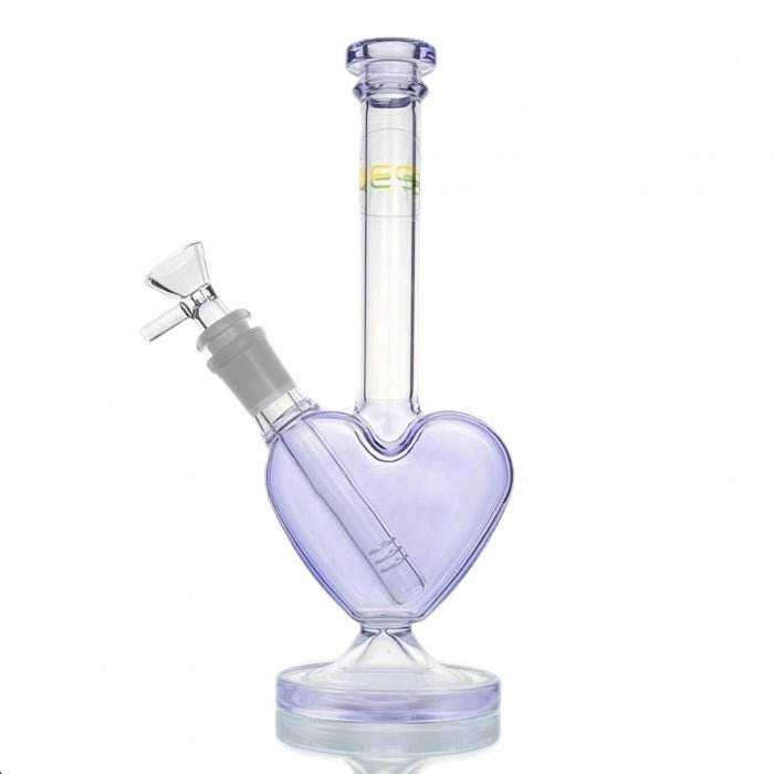 WEGE Love Heart Glass Bong 24cm Purple - Bong Empire