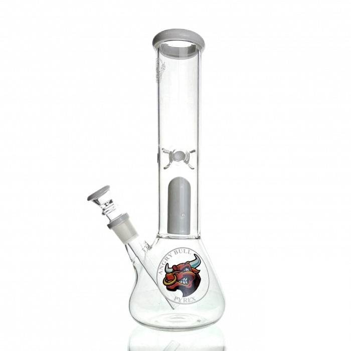 Agung Angry Bull Percolator Beaker Glass Bong 29cm White - Bong Empire