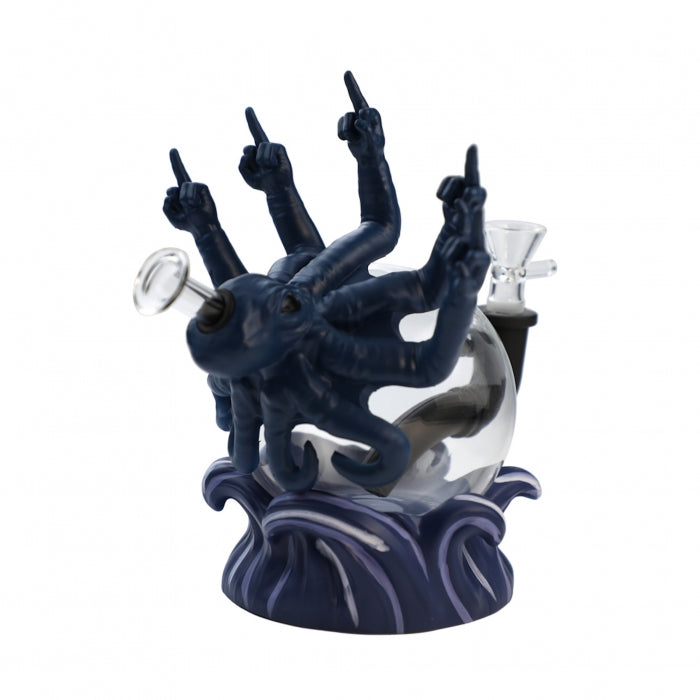 Evil Octopus 3D Silicone Glass Water Pipe – 19cm Durable Artistic Design - Bong Empire