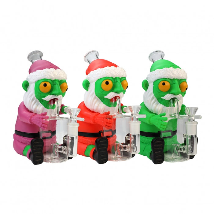 Silicone Zombie Santa Water Pipe 23cm – Festive Collectible Design