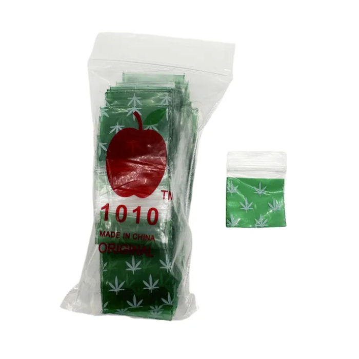 1010 Green Plant Apple Bags 100 Pack 25x25mm