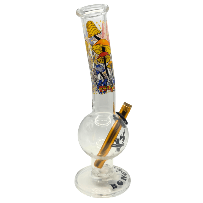 28cm Mushroom Glass Bong – Colourful Printed Design - Bong Empire