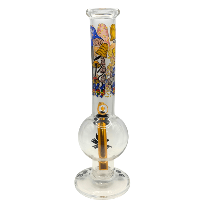 28cm Mushroom Glass Bong – Colourful Printed Design - Bong Empire