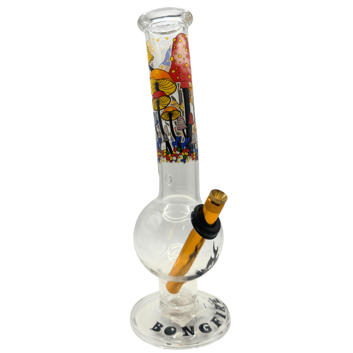 28cm Mushroom Glass Bong – Colourful Printed Design - Bong Empire