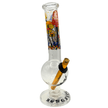 28cm Mushroom Glass Bong – Colourful Printed Design - Bong Empire