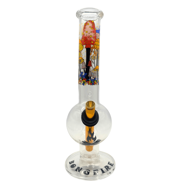 28cm Mushroom Glass Bong – Colourful Printed Design - Bong Empire