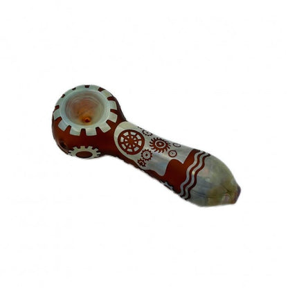 3D Carved Glass Pipe 10cm - Bong Empire