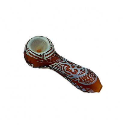 3D Carved Glass Pipe 10cm - Bong Empire