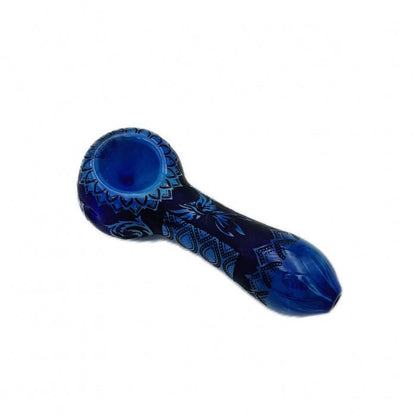 3D Carved Glass Pipe 10cm - Bong Empire